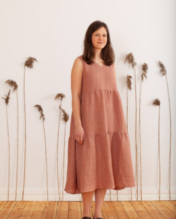 DYYNI pellavamekko, ruusukulta, XL-XXL, 2-LAATU