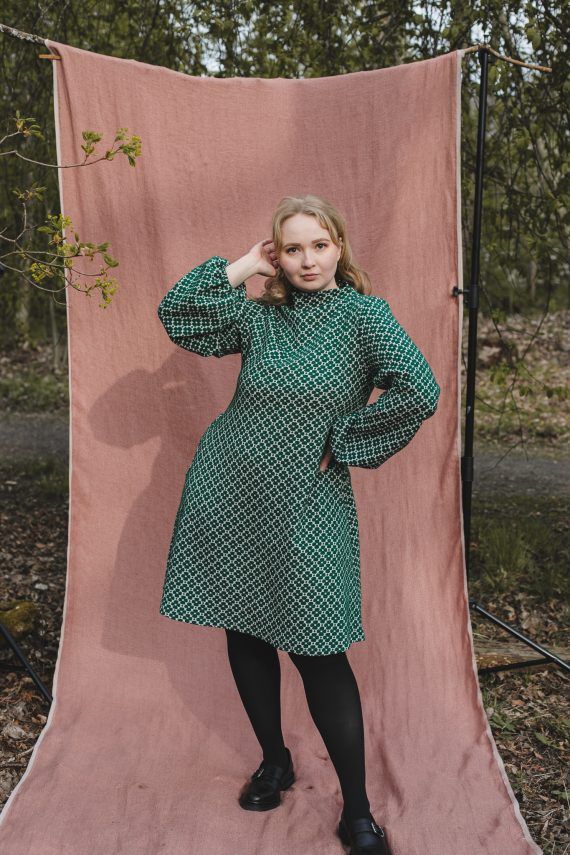 MYY puuvillamekko, Apila vihreävalkoinen - Image 2