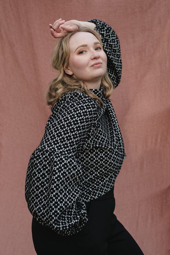 TALVIKKI puuvillapaita, Apila mustavalkoinen - Image 2