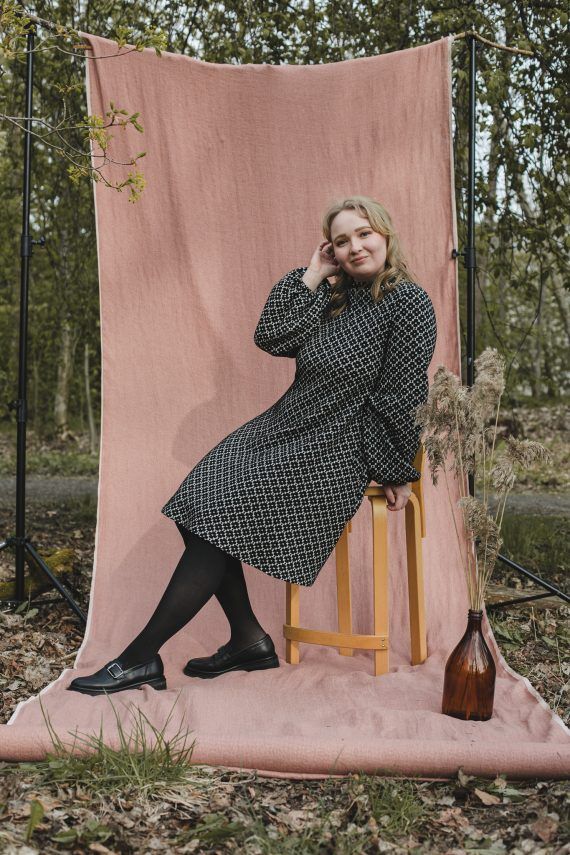 PRE SALE: MYY puuvillamekko, Apila mustavalkoinen - Image 3